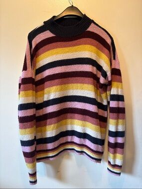 3/$5🌷Basic Editions Striped Crewneck Sweater in Pink, Yellow, Black, Maroon
